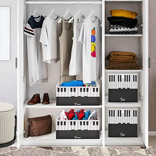 xigua Storage Cube Piano Keys Foldable Storage Bins, Closet Shelves Organizer Fabric Storage Baskets for Clothes, Toys, Books, Office Supplies (Rectangular)