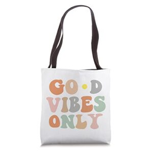 good vibes only retro with daisy tote bag