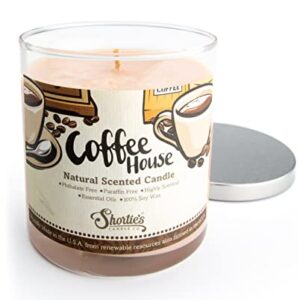 Coffee Scented Natural Soy Candle, Essential Fragrance Oils, 100% Soy, Phthalate & Paraben Free, Clean Burning, 9 Oz.