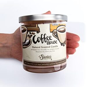 Coffee Scented Natural Soy Candle, Essential Fragrance Oils, 100% Soy, Phthalate & Paraben Free, Clean Burning, 9 Oz.