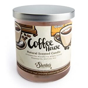 Coffee Scented Natural Soy Candle, Essential Fragrance Oils, 100% Soy, Phthalate & Paraben Free, Clean Burning, 9 Oz.