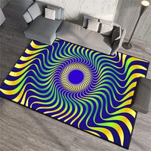 3d stereo optical illusion area rug 5x6ft round illusion swirl pattern rugs psychedelic colorful geometric illusion living room decor rugs for living room bedroom playroom anti-slip washable rugs