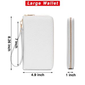 YZAOLL Women's Wallet RFID Blocking PU Leather Large Capacity Zip Around Credit Card Holder Cell Phone Checkbook Storage Bag Zipper Coin Purse,lightsilver