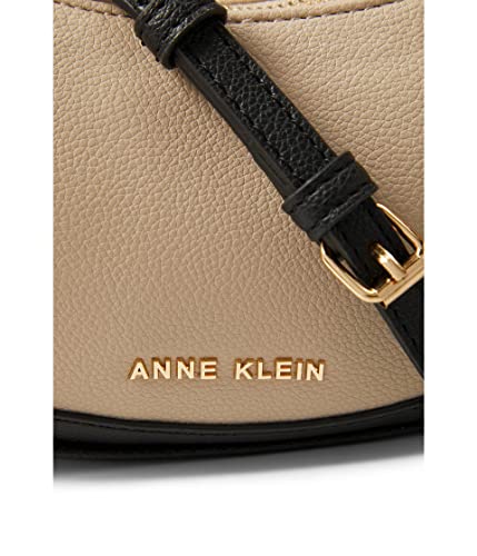 Anne Klein Color Blocked Crescent Crossbody, Stone/Black