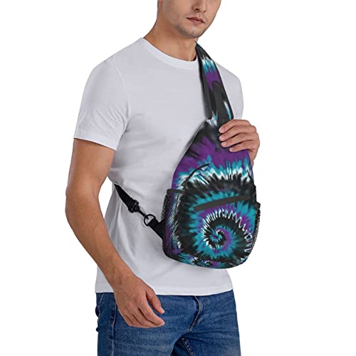 OPZAEUV Colorful Tie Dye Shoulder Multipurpose Crossbody Bag, Outdoor Casual Chest Messenger Backpack Bag For Men And Women