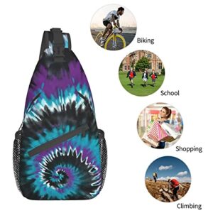 OPZAEUV Colorful Tie Dye Shoulder Multipurpose Crossbody Bag, Outdoor Casual Chest Messenger Backpack Bag For Men And Women