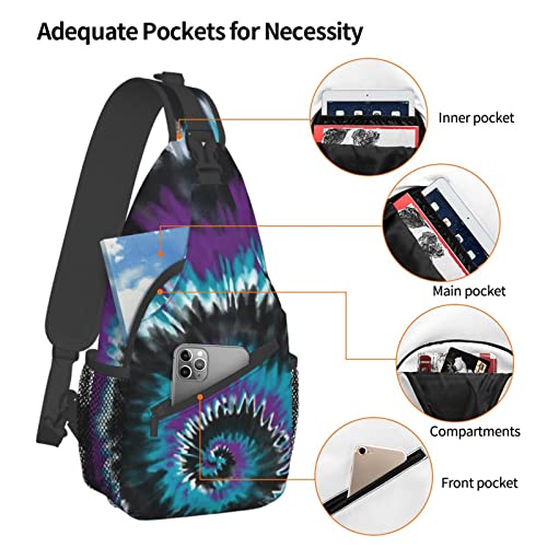 OPZAEUV Colorful Tie Dye Shoulder Multipurpose Crossbody Bag, Outdoor Casual Chest Messenger Backpack Bag For Men And Women