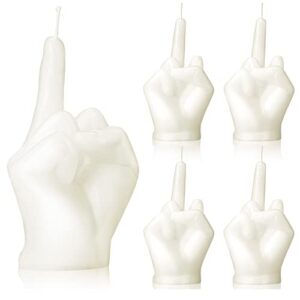 4 Pcs Middle Finger Candle Funky Hand Candles Cool Candles Trendy Aesthetic Candle Cute Hand Gesture Candles for House Office Room Bedroom Bathroom Home Decor Supplies (White)