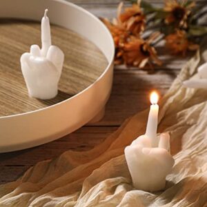 4 Pcs Middle Finger Candle Funky Hand Candles Cool Candles Trendy Aesthetic Candle Cute Hand Gesture Candles for House Office Room Bedroom Bathroom Home Decor Supplies (White)