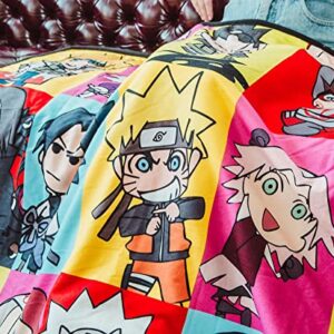 Naruto: Shippuden Character Collage Fleece Throw Blanket With Sherpa Backing | Plush Soft Cover For Sofa and Bed