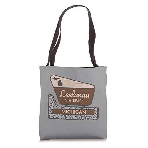 Leelanau State Park Michigan MI Welcome Sign Vacation Tote Bag