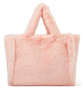 tote bag large shoulder bag fleece faux fur hobo tote bag handbag retro bag solid color big purse
