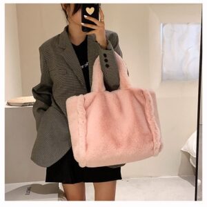 Tote Bag large Shoulder Bag Fleece Faux Fur Hobo Tote Bag Handbag Retro Bag Solid Color Big Purse