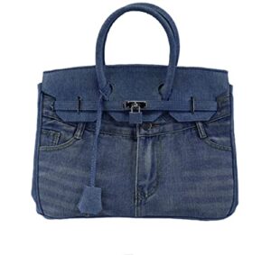 spoof jeans pocket denim tote handbag for female girls crossbody bag large shoulder bag summer beach