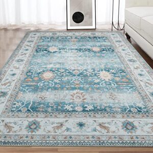 RUGSREAL Area Rug for Living Room 8x10 Persian Distressed Carpet Rug Lightweight Non Slip Foldable Rug Machine Washable Indoor Floor Cover Chenille Rug, 8' x 10'