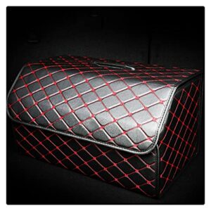 car storage bag leather trunk organizer box storage bag folding folding car trunk stowing tidying for car (color : rosso, size : m)