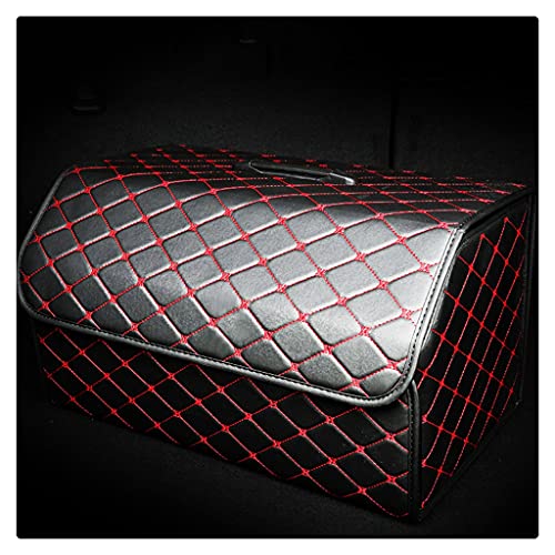 Car Storage Bag Leather Trunk Organizer Box Storage Bag Folding Folding Car Trunk Stowing Tidying for Car (Color : Rosso, Size : M)