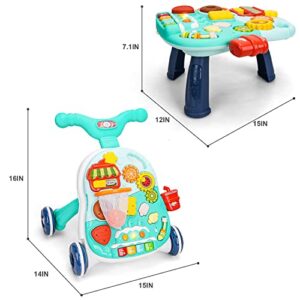 TOY Life Baby Push Walkers and Standing Activity Center, Sit to Stand Walker for Baby Boy Girl, 2 in 1 Push Toys for Babies Learning to Walk, Music Walking Toys for Babies Infants 6-12 Months(Green)