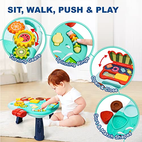 TOY Life Baby Push Walkers and Standing Activity Center, Sit to Stand Walker for Baby Boy Girl, 2 in 1 Push Toys for Babies Learning to Walk, Music Walking Toys for Babies Infants 6-12 Months(Green)