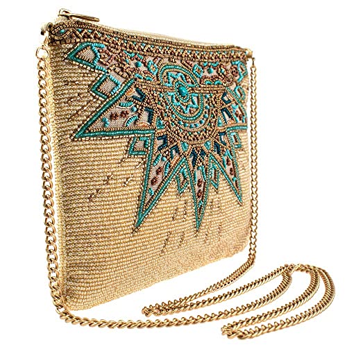 Mary Frances Sunrise Mini Crossbody Clutch Handbag, Gold