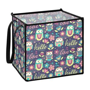 kigai owl cube storage bins, 13x13x13inch collapsible fabric storage cubes organizer with handles decorative storage baskets for home, shelf, closet