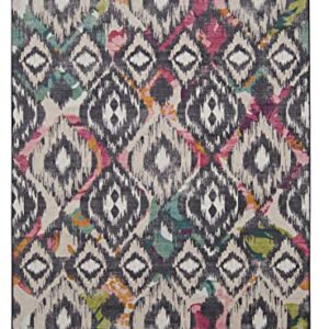 Linon The Anywhere Indoor Outdoor Washable Kauai Ivory & Charcoal 7' X 9' Area Rug