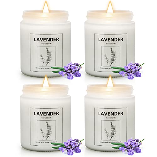 4 Pack Scented Candles Gift Set for Women, Candles for Home Scented, Soy Candle Jar Aromatherapy Lavender Scent Ideal Gifts for Women, Birthday Mother's Day Gift Set, 6.35 oz - Pack of 4