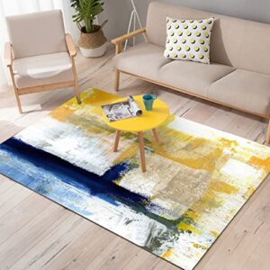 Yellow Blue Modern Abstract Area Rug for Living Room Bedroom Arti Decor Carpet Under Dining Table Washable Soft Thick Home Office Indoor Floorcover Runner Rug Mats 5x8