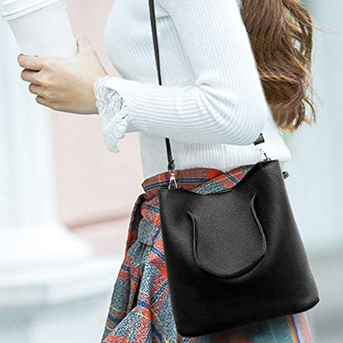 UNNIC Fashionable Pattern Artificial Leather 4 In 1 Combo Bag Tote Bag Women Wallet (Black)