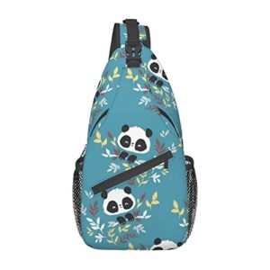 opzaeuv cute panda shoulder multipurpose crossbody bag, outdoor casual chest messenger backpack bag for men and women