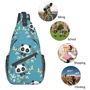 OPZAEUV Cute Panda Shoulder Multipurpose Crossbody Bag, Outdoor Casual Chest Messenger Backpack Bag For Men And Women