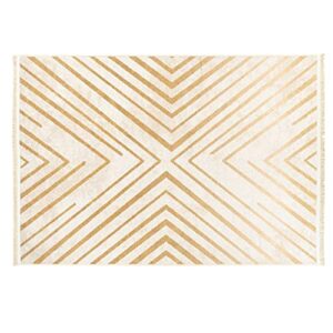 Alfa Rich Rugs, 5x7 Area Rug, Cream - Gold Rug, Non-Slip, Soft, Machine Washable, Living Room Rugs