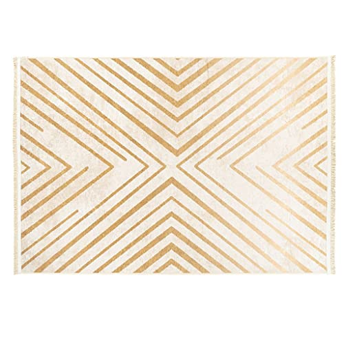 Alfa Rich Rugs, 5x7 Area Rug, Cream - Gold Rug, Non-Slip, Soft, Machine Washable, Living Room Rugs