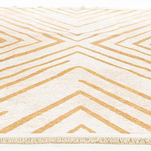 Alfa Rich Rugs, 5x7 Area Rug, Cream - Gold Rug, Non-Slip, Soft, Machine Washable, Living Room Rugs