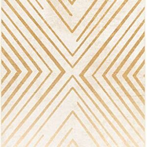 Alfa Rich Rugs, 5x7 Area Rug, Cream - Gold Rug, Non-Slip, Soft, Machine Washable, Living Room Rugs