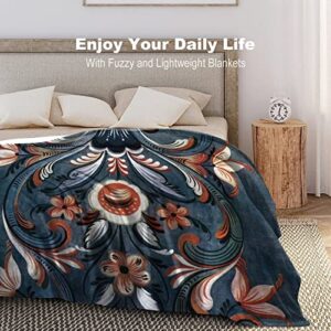 Norwegian Rosemaling Folk Style, Fleece Blanket Ultra-Soft Cozy Plush Blanket Throw Blankets Couch Chair Living Room Air Conditioning Cool Blankets, 50"*60"