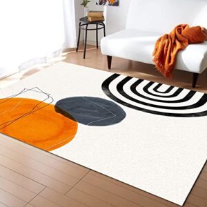 european modern medieval rugs, abstract bohemian arched geometric art indoor non-slip kids rugs, machine washable breathable durable carpet for front entrance floor decor-4x6ft