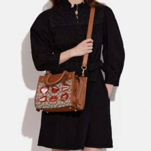 COACH Rogue 25 B4 Multi Lips Signature Jacquard (Brass/Cocoa Burnished Amb)