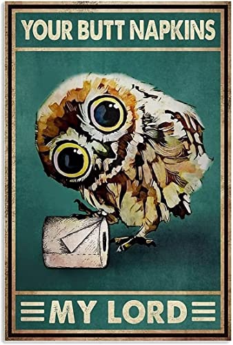 Owl Metal Tin Signs Owl And Wei'S'Sz Funny Poster Bar Cafe Living Room Living Room Bathroom Kitchen Home Art Wall Decorative Plaque Gift