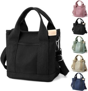 osevio japanese handmade large capacity multi-pocket handbag canvas,handmade crossbody bags shoulder tote bag for women (black)