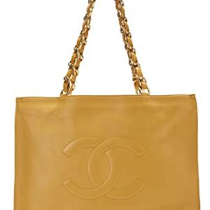 Chanel, Pre-Loved Yellow Lambskin Flat Chain Handle Tote, Yellow
