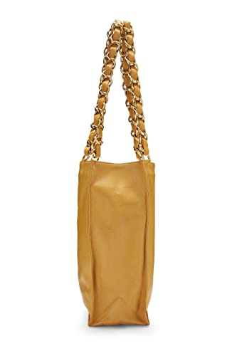 Chanel, Pre-Loved Yellow Lambskin Flat Chain Handle Tote, Yellow