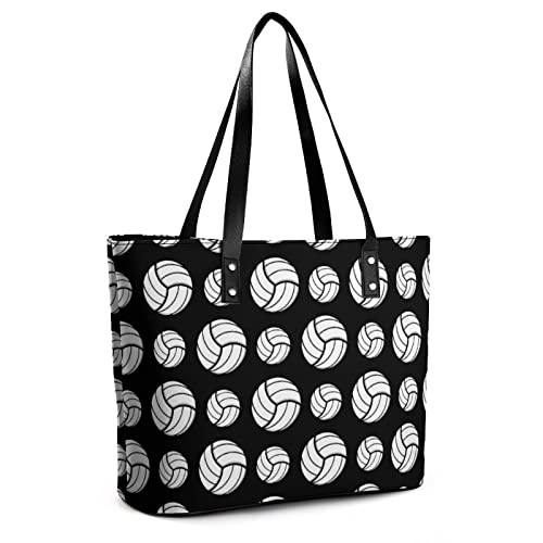 Volleyball Sport Pattern Design Black Shopping Bag Work Tote Shoulder Bag Womens Travel Handbag Hobo Sling Casual Bag for Business, Travel, Date, Party