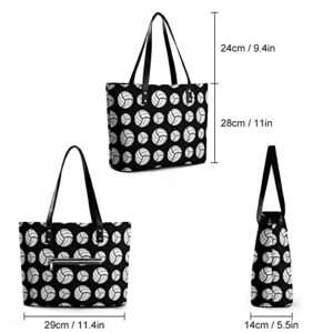 Volleyball Sport Pattern Design Black Shopping Bag Work Tote Shoulder Bag Womens Travel Handbag Hobo Sling Casual Bag for Business, Travel, Date, Party