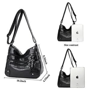 LassZone Women Crossbody Bag PU Leather Shoulder Purse Ladies Crossover Bags Lightweight Multi-Pocket Satchel Messenger Bag