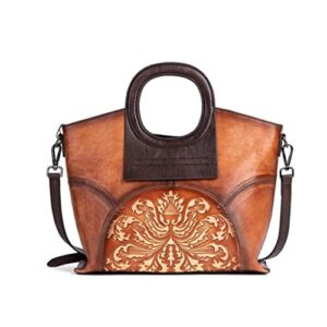 tfiiexfl summer women’s handbag vintage soft tote embossed floral shoulder bag (color : d, size : 36(l)*26.5(h)*14(w) cm)