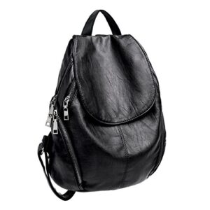 uto women backpack purse pu washed leather large capacity ladies rucksack shoulder bag black
