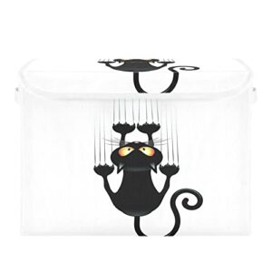 blueangle collapsible storage boxes 1 pack, cat paw print storage baskets with lids and handle for home bedroom closet office（905）