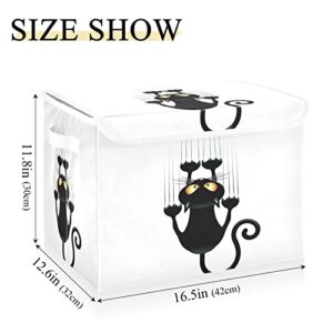 Blueangle Collapsible Storage Boxes 1 Pack, Cat Paw Print Storage Baskets with Lids and Handle for Home Bedroom Closet Office（905）