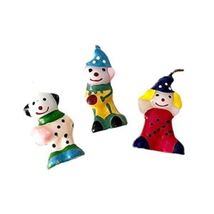 clown birthday candles, circus carnival themed candles for birthday party baby shower cake cupcake decorations – set of 3